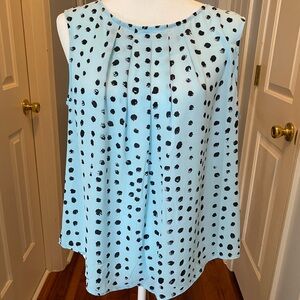 Worthington Light Blue and Black Dot Blouse